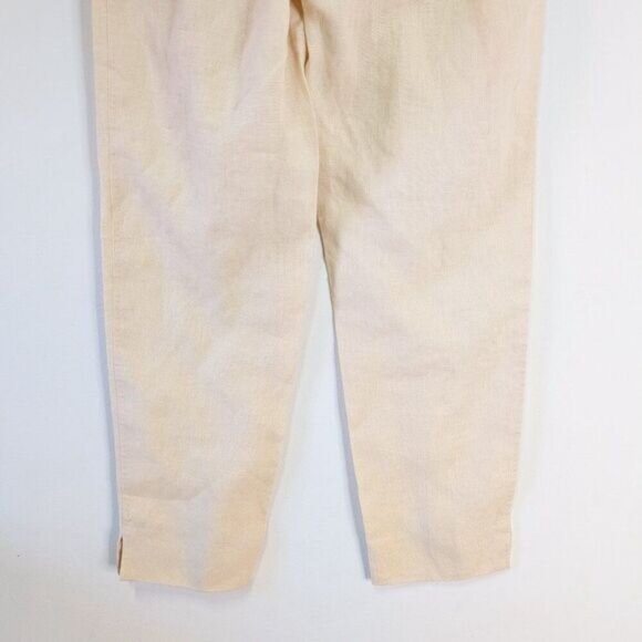 Max Mara Puro Lino Cream Straight Leg Linen Pants - Picture 6 of 8